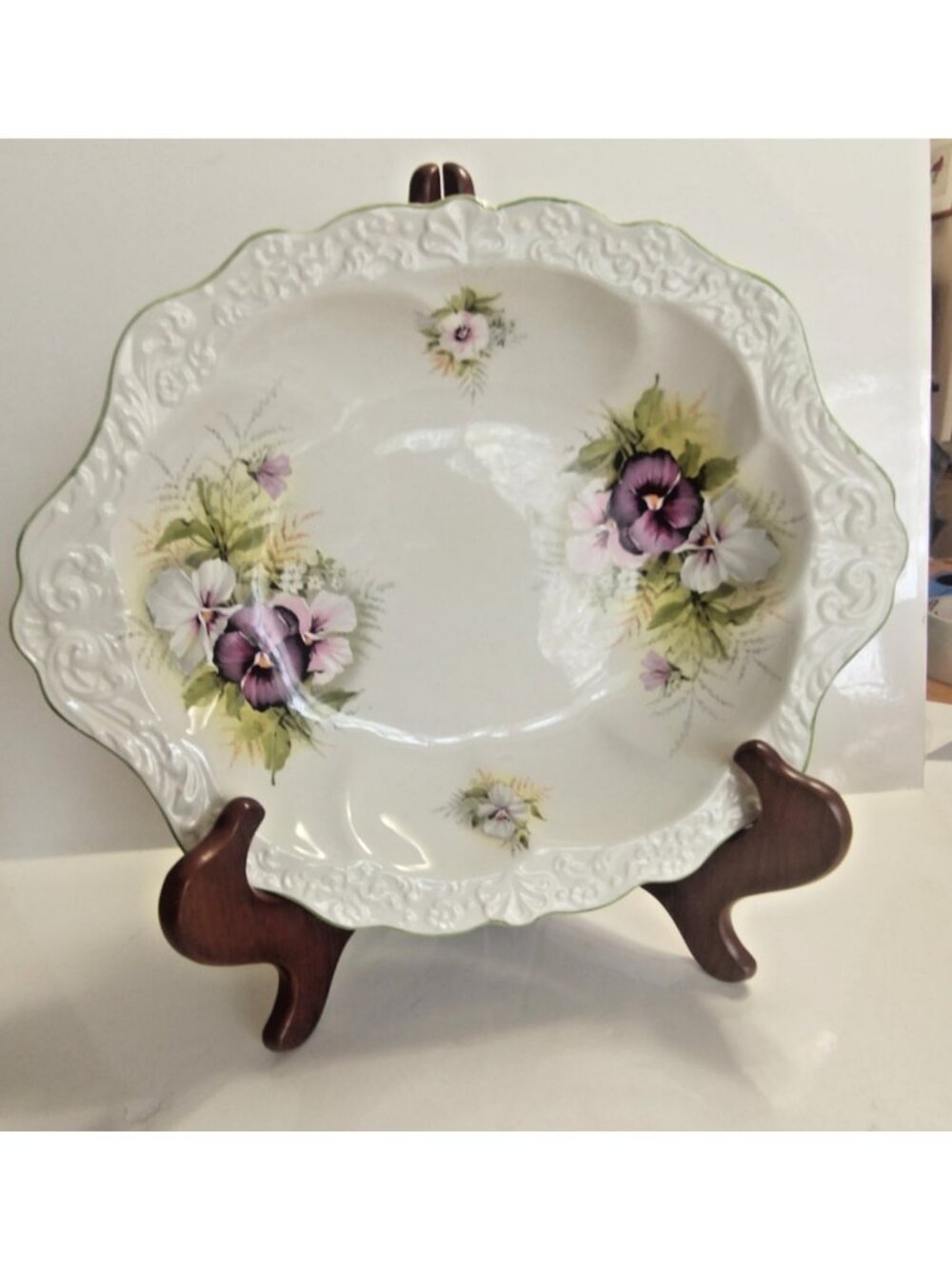James Kent Old Foley "Pansy" 12" x 10" Oval Serving Bowl 1950's